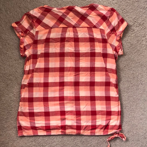 The North Face summer plaid camping outdoor blouse Womens M 100% organic cotton - Picture 2 of 9